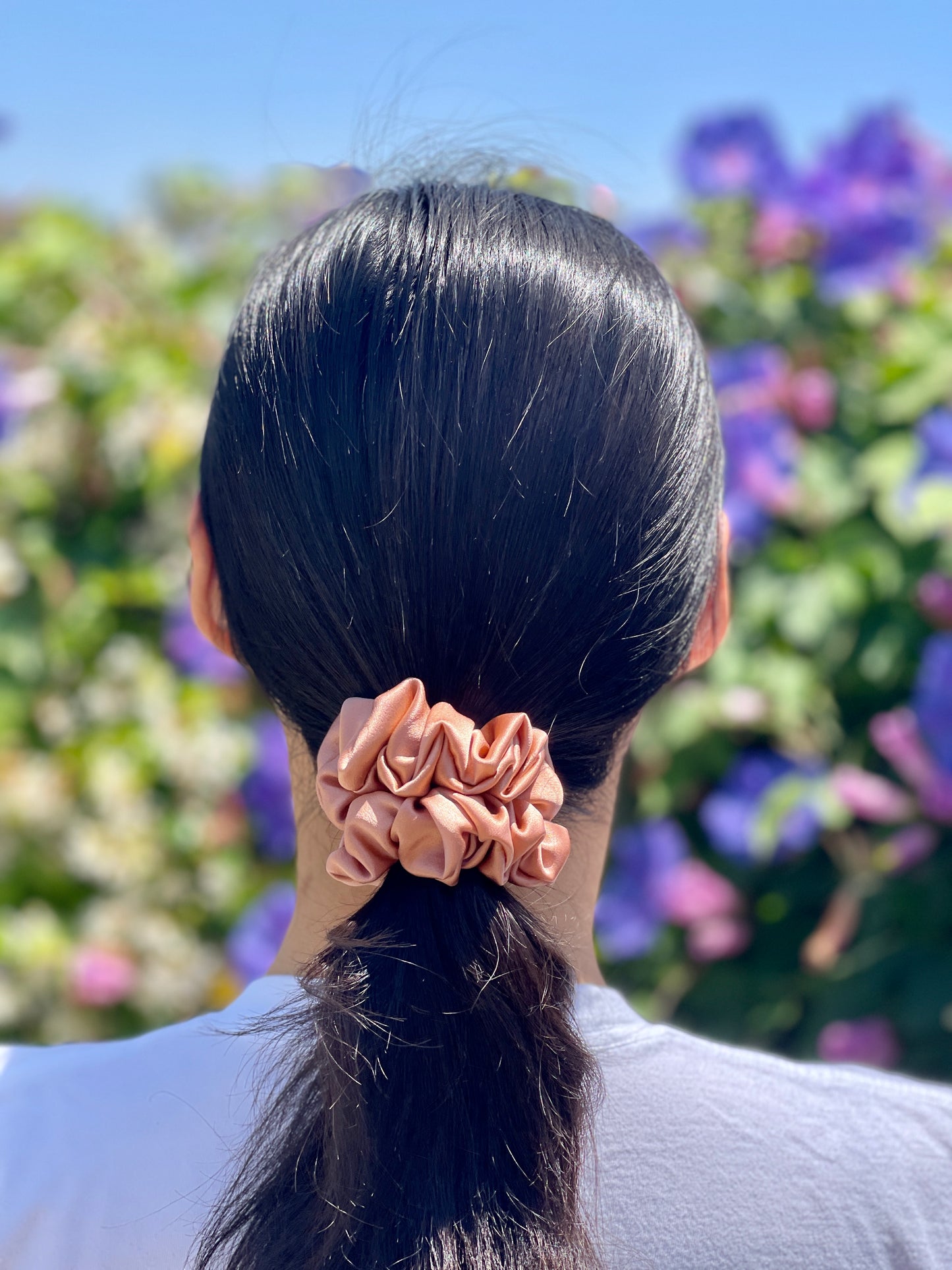 Rose Gold 30 Momme 6A Grade 100% Pure Mulberry Silk Satin Scrunchies XL Giant Jumbo Regular Skinny Ultra Thin Mini Hair Tie Gift For her