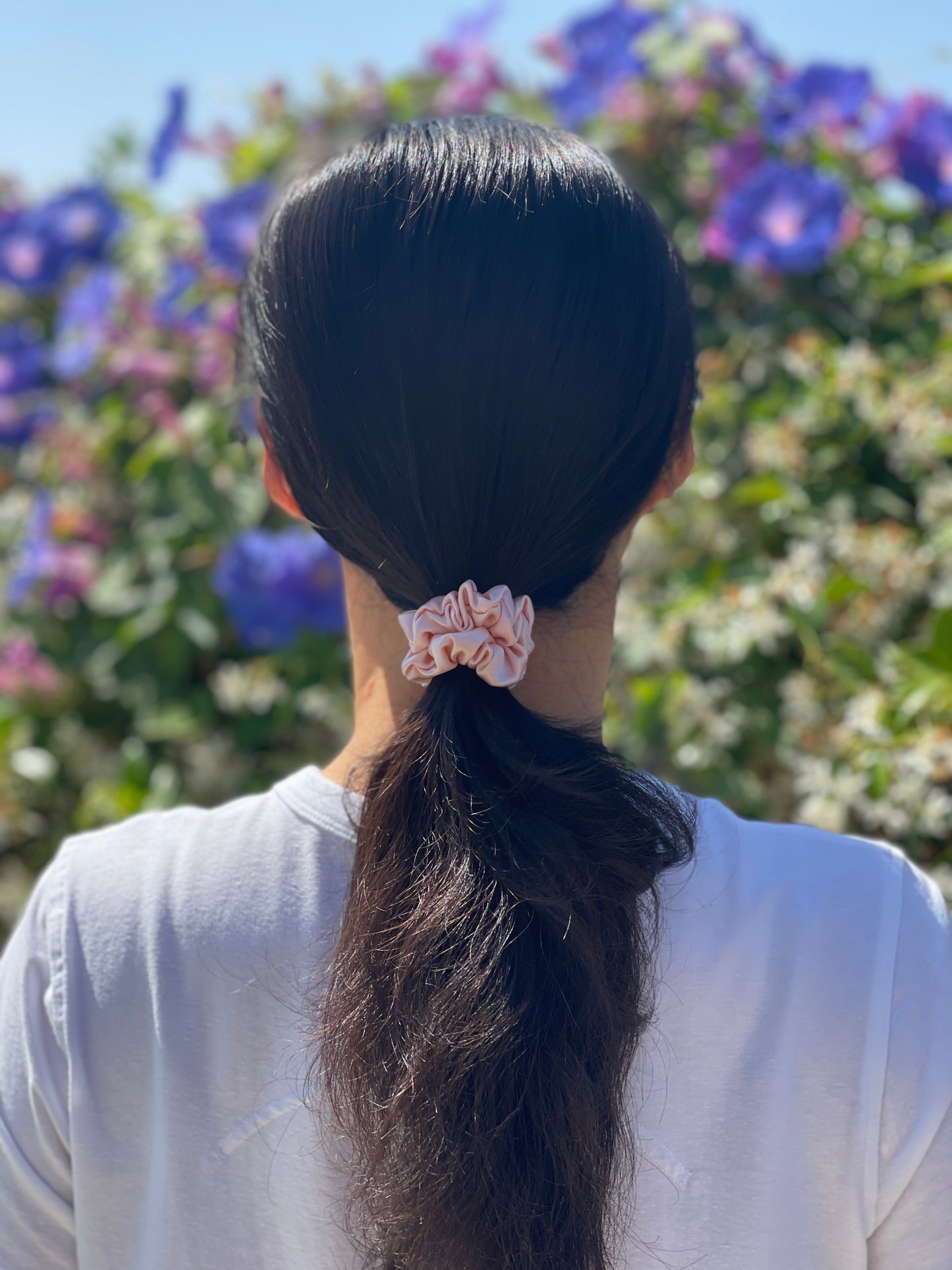 Pink Blush 30 Momme 6A Grade Pure Mulberry Silk Satin Scrunchies XL Oversized Jumbo Regular Skinny Thick Thin Mini Chic Hair Tie Romantic