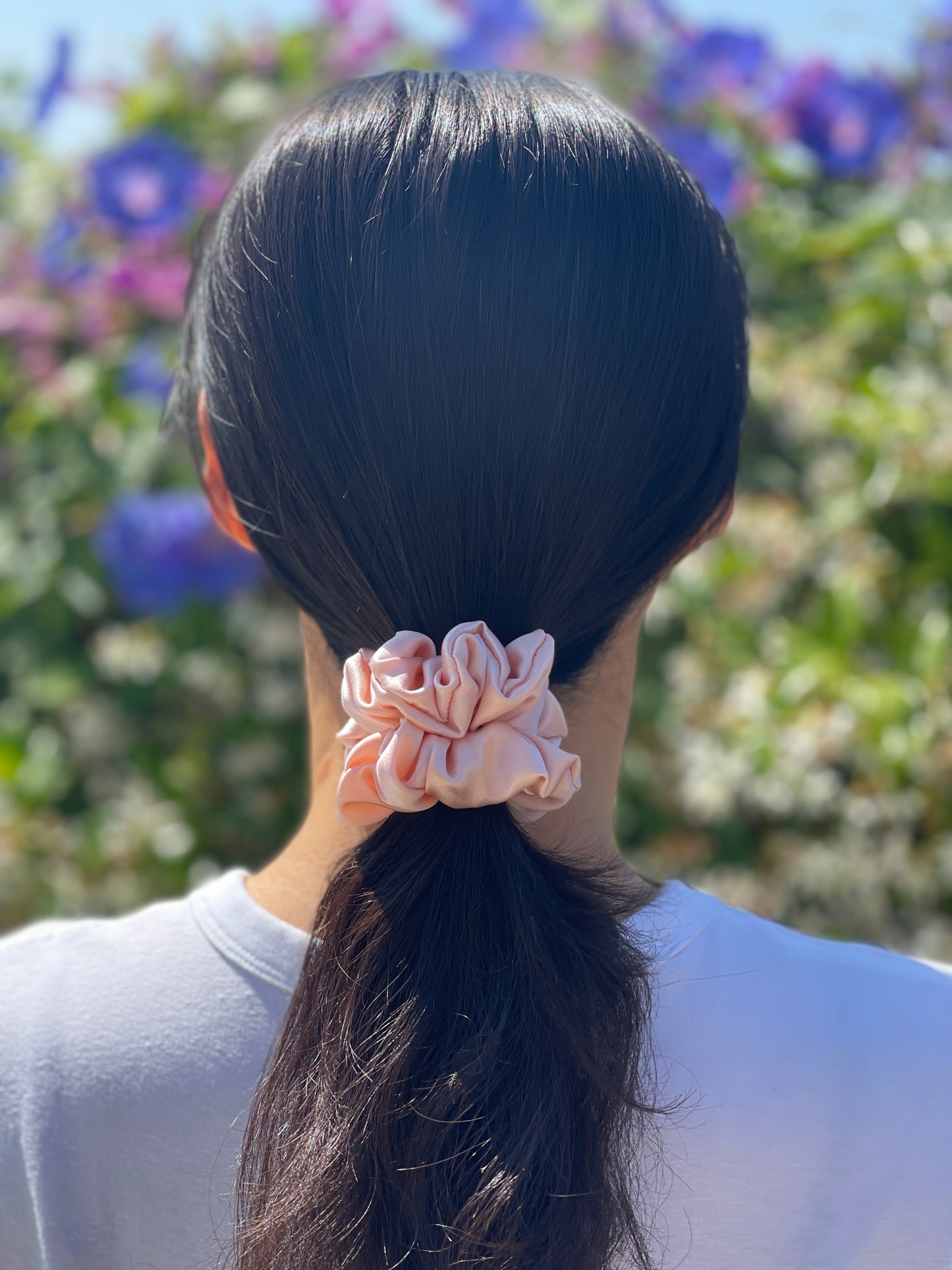 Pink Blush 30 Momme 6A Grade Pure Mulberry Silk Satin Scrunchies XL Oversized Jumbo Regular Skinny Thick Thin Mini Chic Hair Tie Romantic