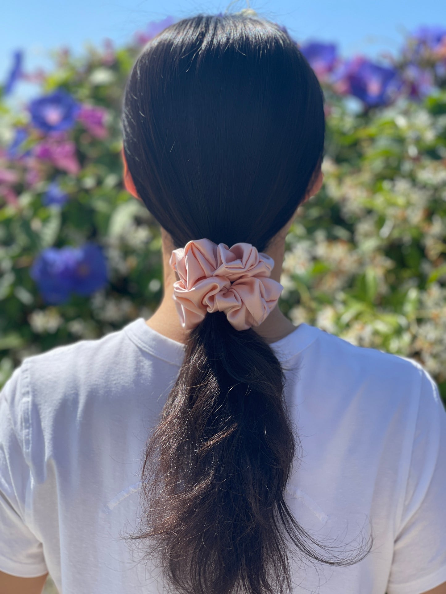 Pink Blush 30 Momme 6A Grade Pure Mulberry Silk Satin Scrunchies XL Oversized Jumbo Regular Skinny Thick Thin Mini Chic Hair Tie Romantic