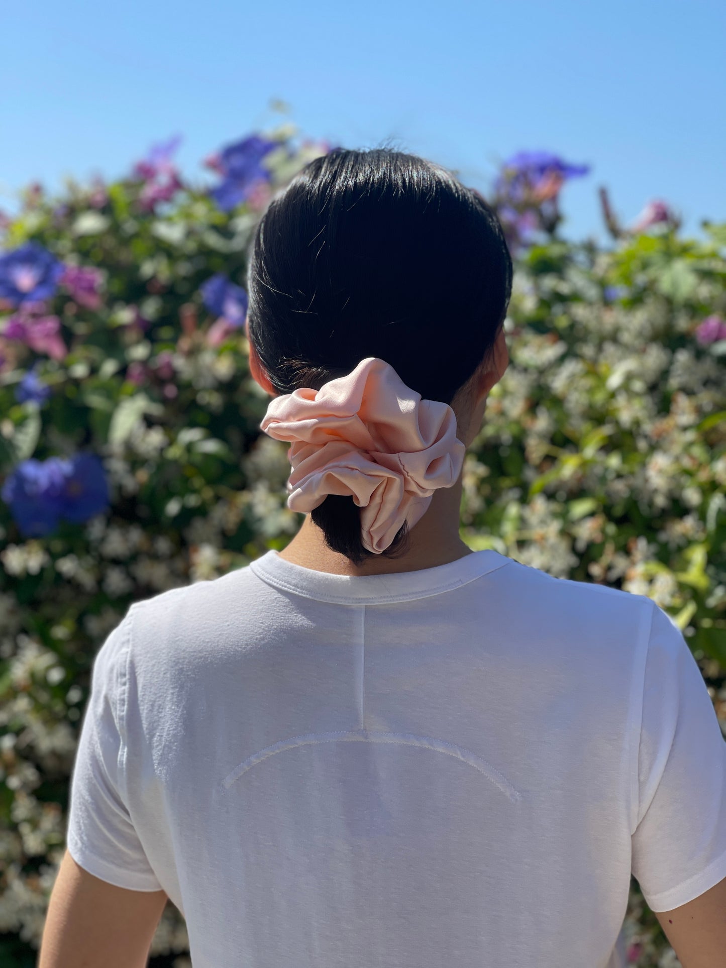 Pink Blush 30 Momme 6A Grade Pure Mulberry Silk Satin Scrunchies XL Oversized Jumbo Regular Skinny Thick Thin Mini Chic Hair Tie Romantic