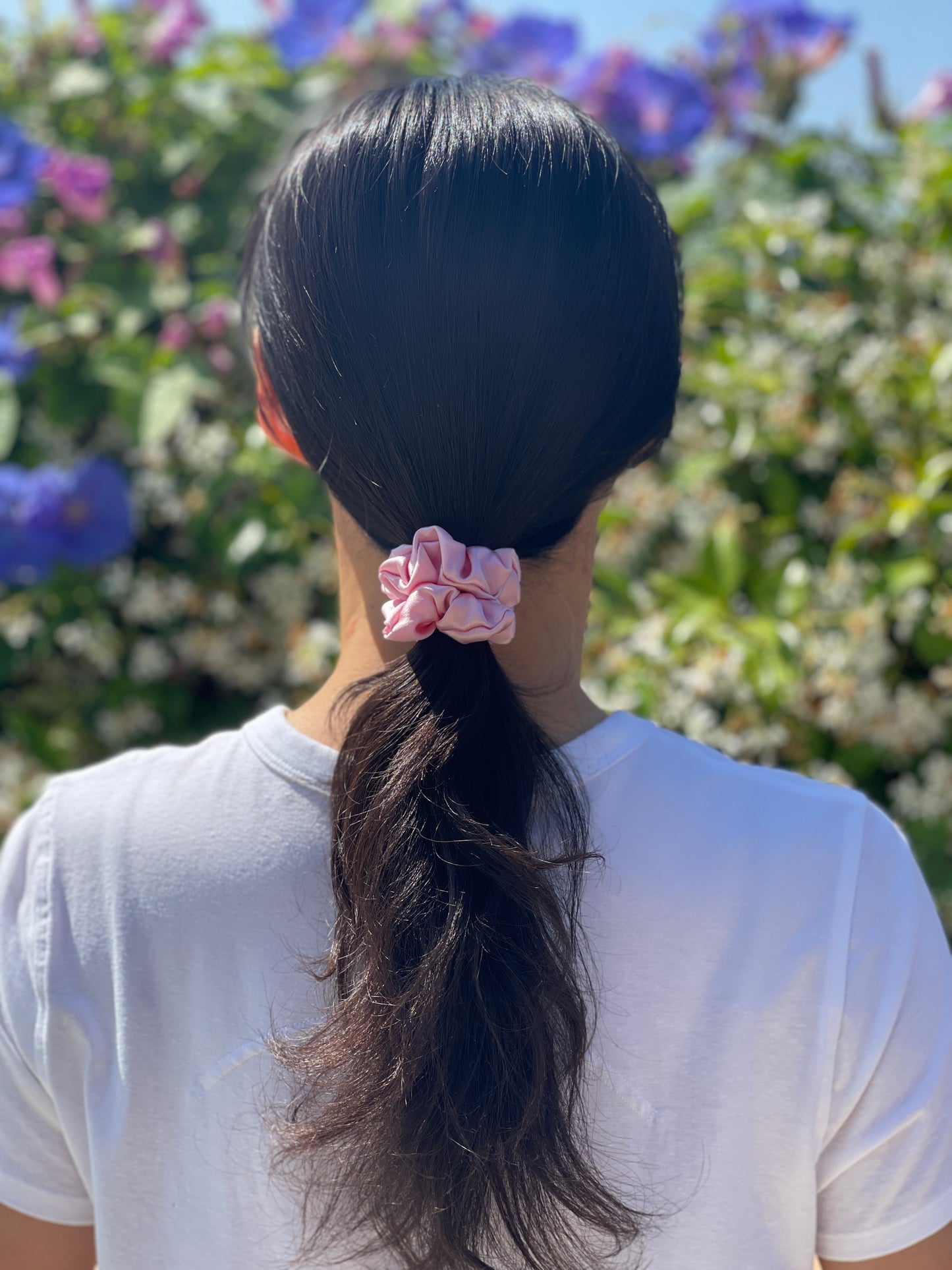 Light Pink Scrunchies 30 momme silk Hair Tie Soft Satin Elastic Hair Tie Scrunchies Oversized Scrunchies Jumbo Large Skinny Mini Pure Silk