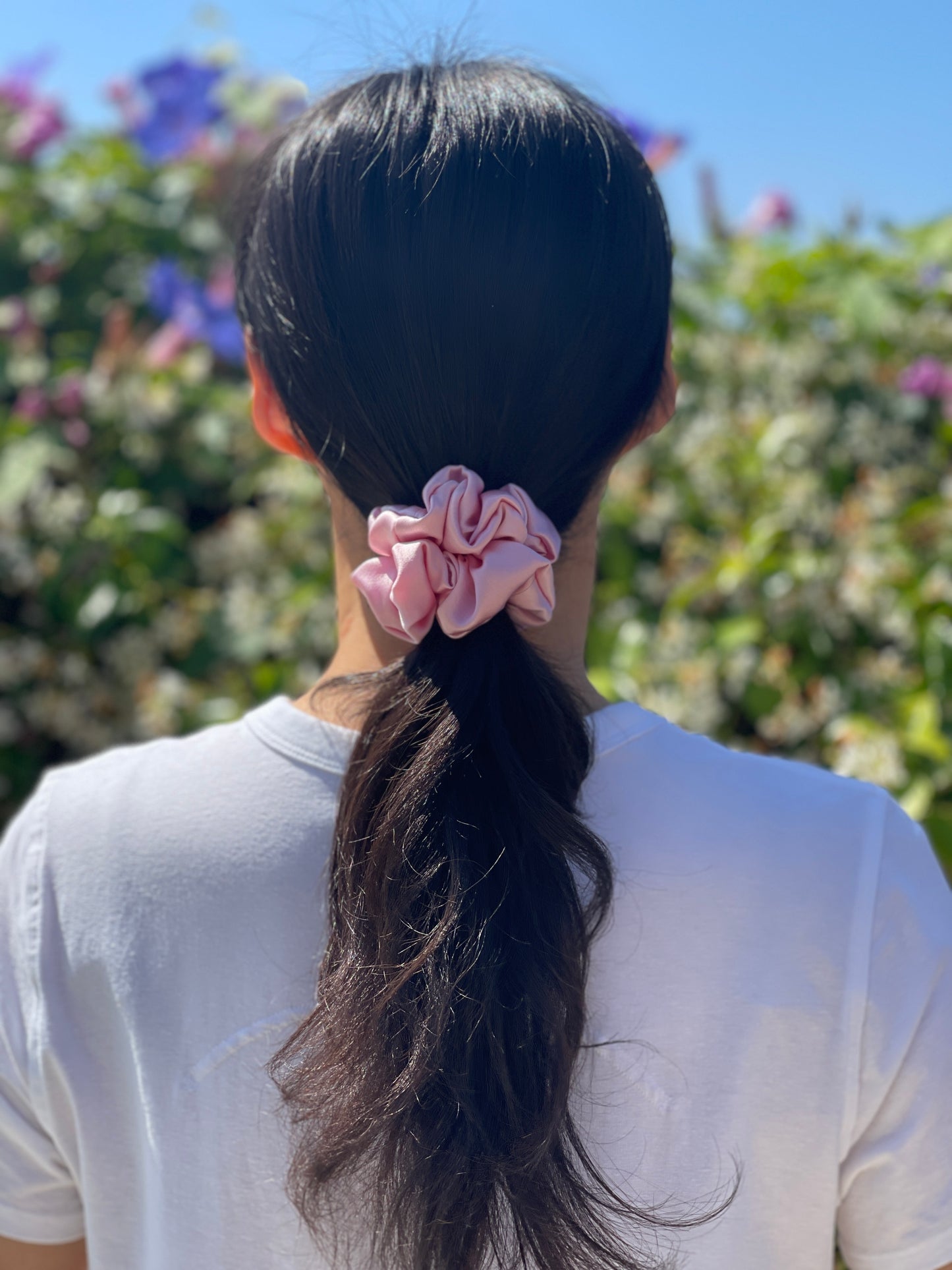 Light Pink Scrunchies 30 momme silk Hair Tie Soft Satin Elastic Hair Tie Scrunchies Oversized Scrunchies Jumbo Large Skinny Mini Pure Silk