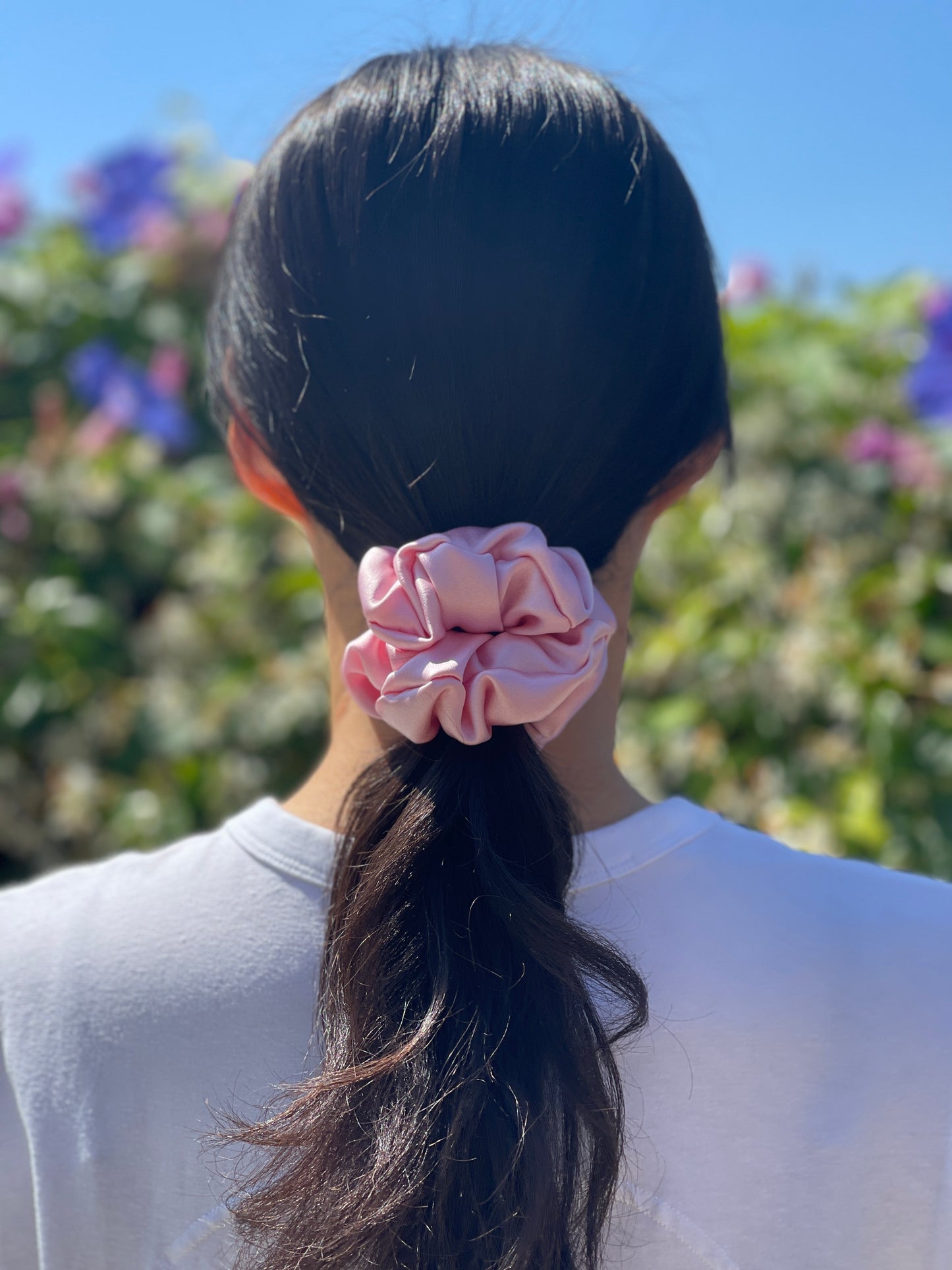 Light Pink Scrunchies 30 momme silk Hair Tie Soft Satin Elastic Hair Tie Scrunchies Oversized Scrunchies Jumbo Large Skinny Mini Pure Silk