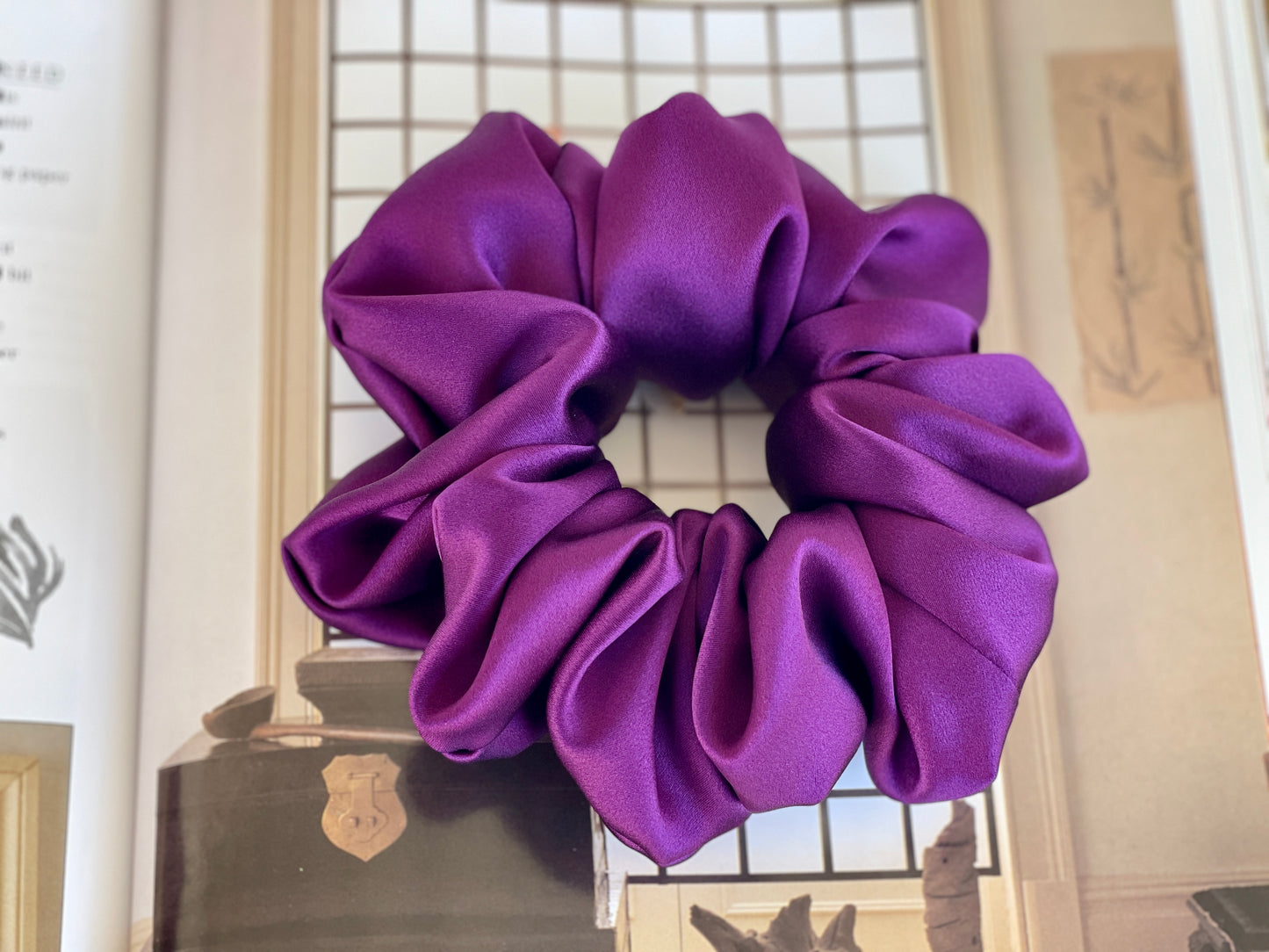 Indigo Hair Tie 30 Momme Gifts Idea Pure Mulberry Silk Satin Scrunchies XL Oversized Jumbo Regular Skinny Thick Thin Mini Scrunchy Fashion