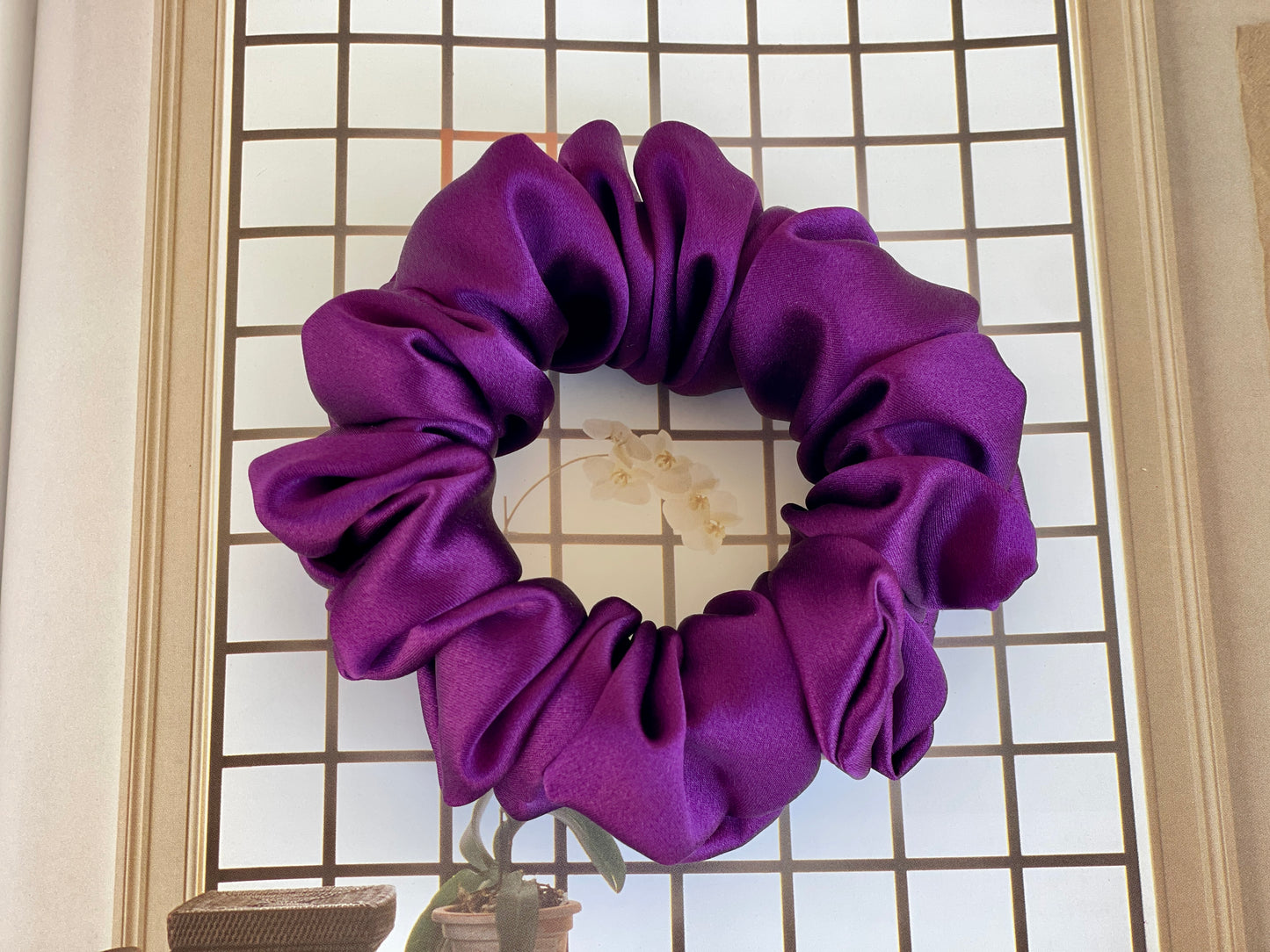 Indigo Hair Tie 30 Momme Gifts Idea Pure Mulberry Silk Satin Scrunchies XL Oversized Jumbo Regular Skinny Thick Thin Mini Scrunchy Fashion