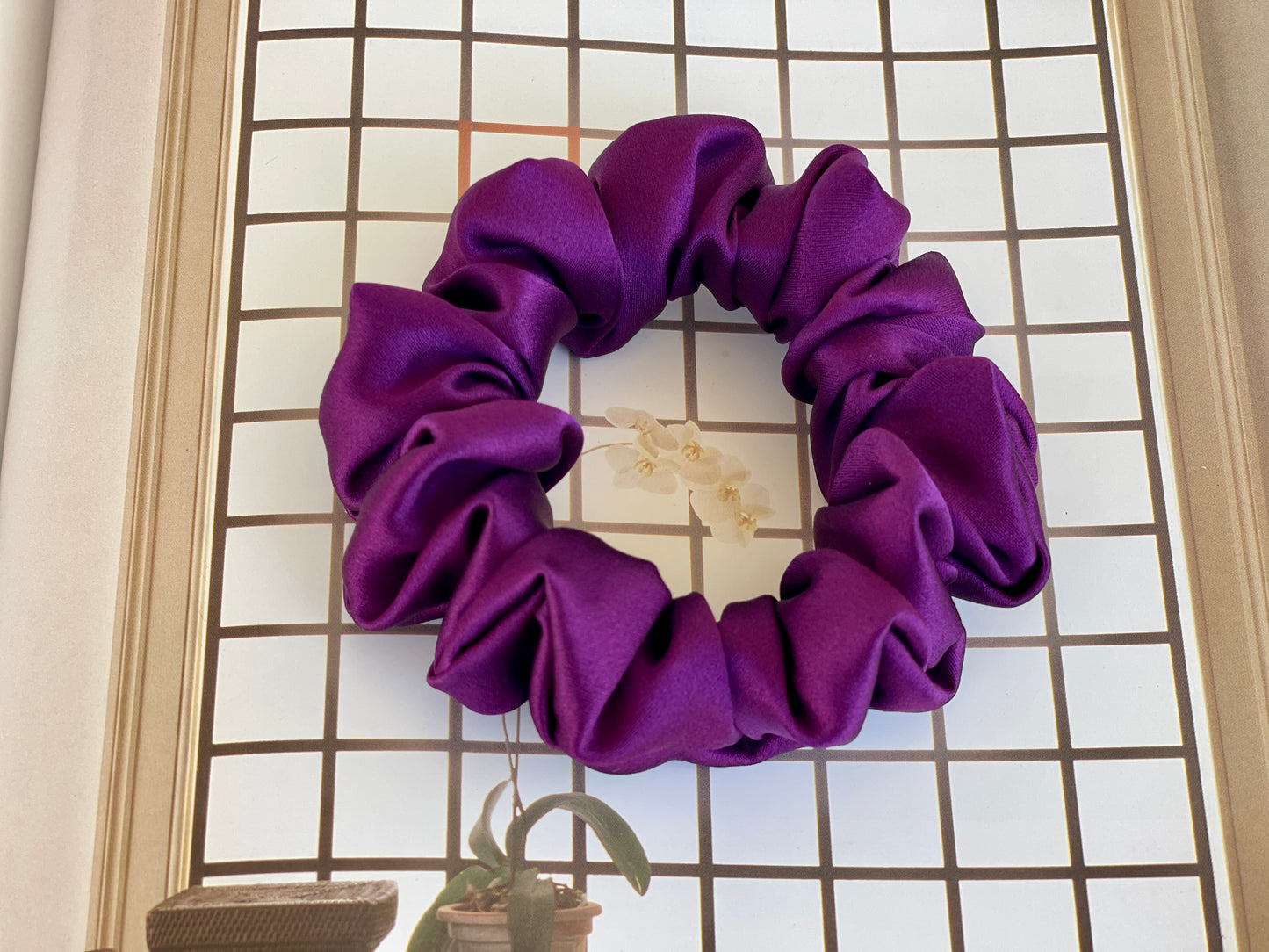 Indigo Hair Tie 30 Momme Gifts Idea Pure Mulberry Silk Satin Scrunchies XL Oversized Jumbo Regular Skinny Thick Thin Mini Scrunchy Fashion