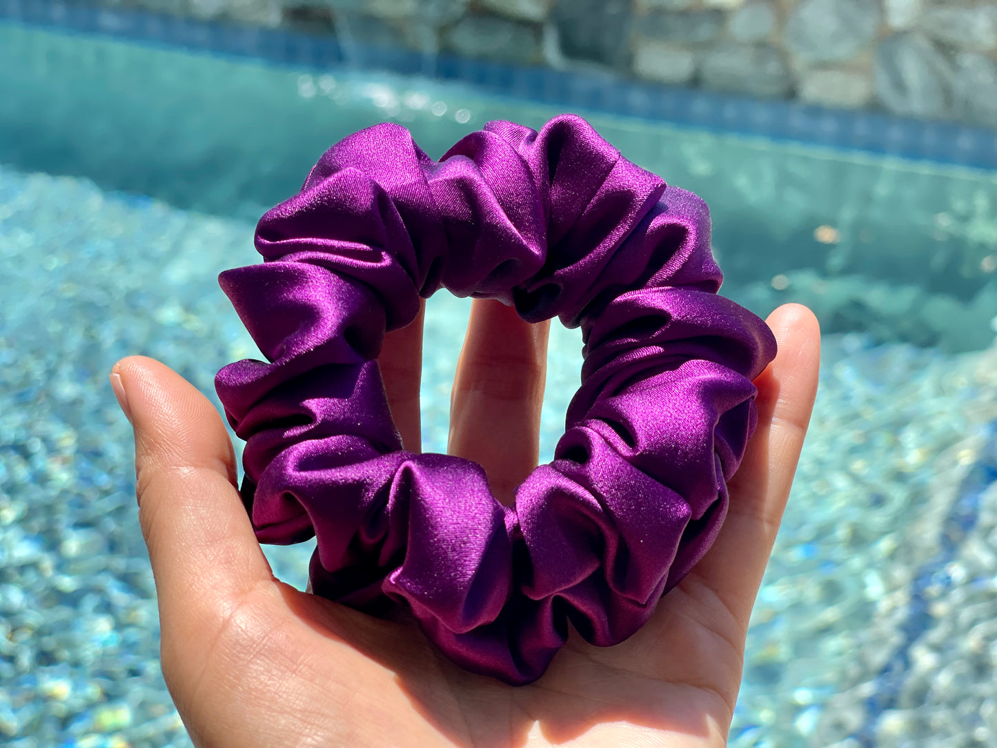 Indigo Hair Tie 30 Momme Gifts Idea Pure Mulberry Silk Satin Scrunchies XL Oversized Jumbo Regular Skinny Thick Thin Mini Scrunchy Fashion