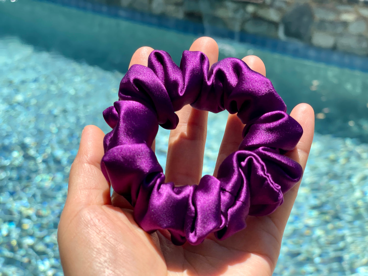 Indigo Hair Tie 30 Momme Gifts Idea Pure Mulberry Silk Satin Scrunchies XL Oversized Jumbo Regular Skinny Thick Thin Mini Scrunchy Fashion