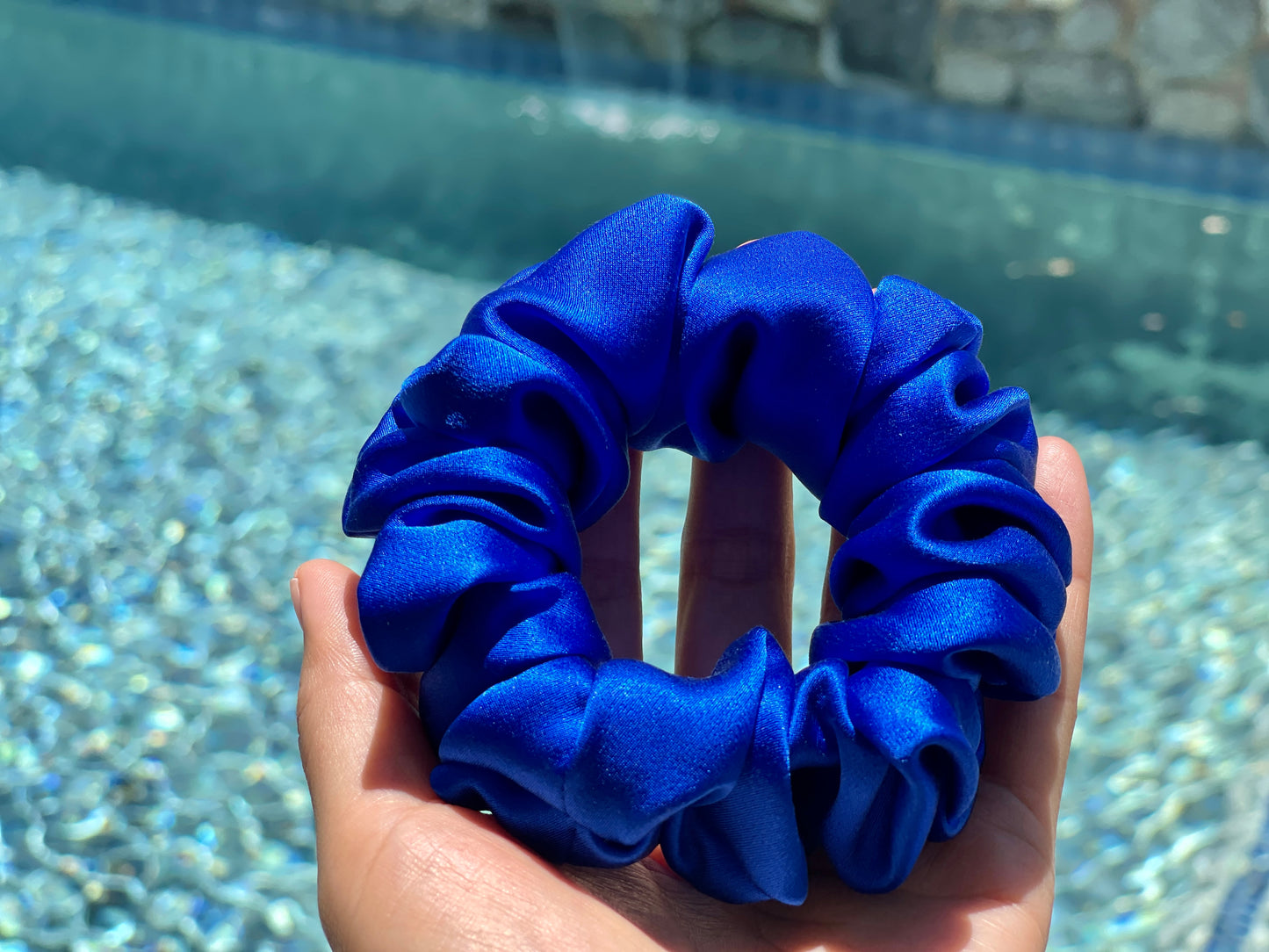 Royal Blue Hair Tie 30 momme silk Soft Satin Scrunchies Elastic Hair Tie Scrunchies Oversized Scrunchies Jumbo Large Skinny Mini Pure Silk