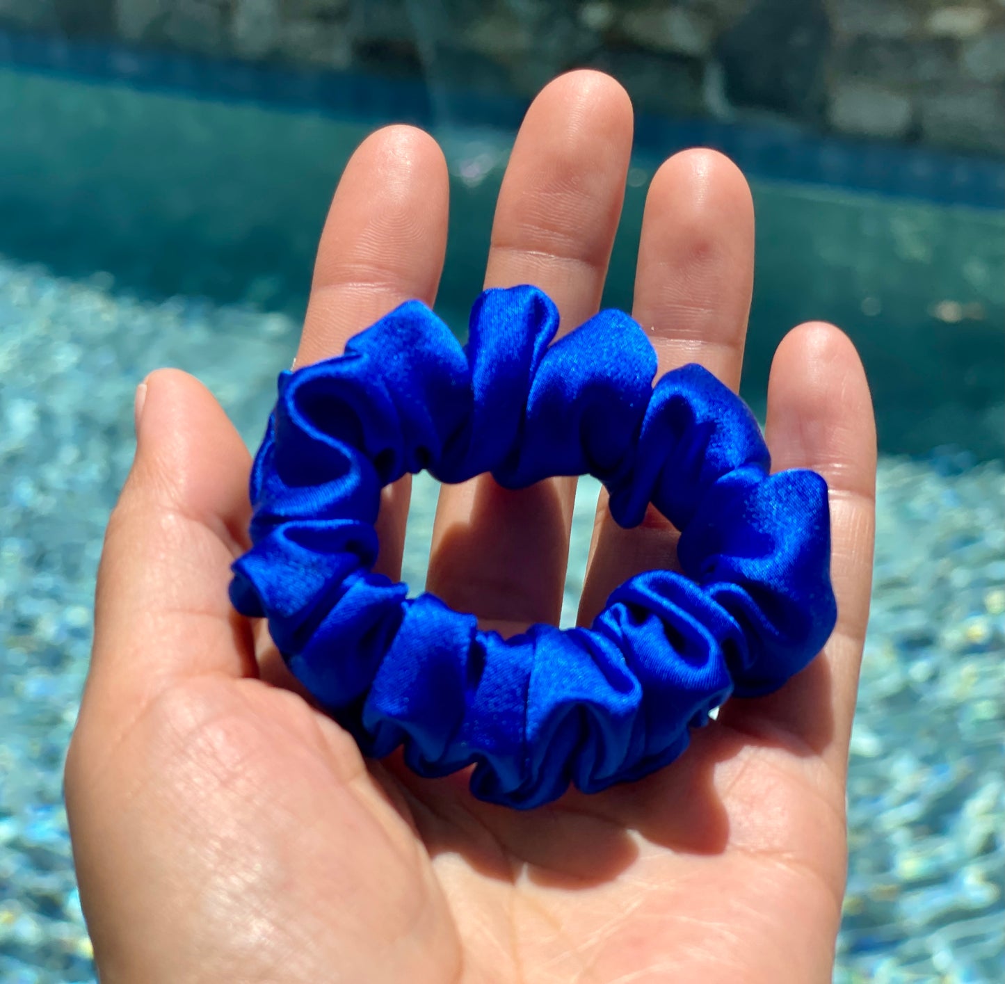 Royal Blue Hair Tie 30 momme silk Soft Satin Scrunchies Elastic Hair Tie Scrunchies Oversized Scrunchies Jumbo Large Skinny Mini Pure Silk