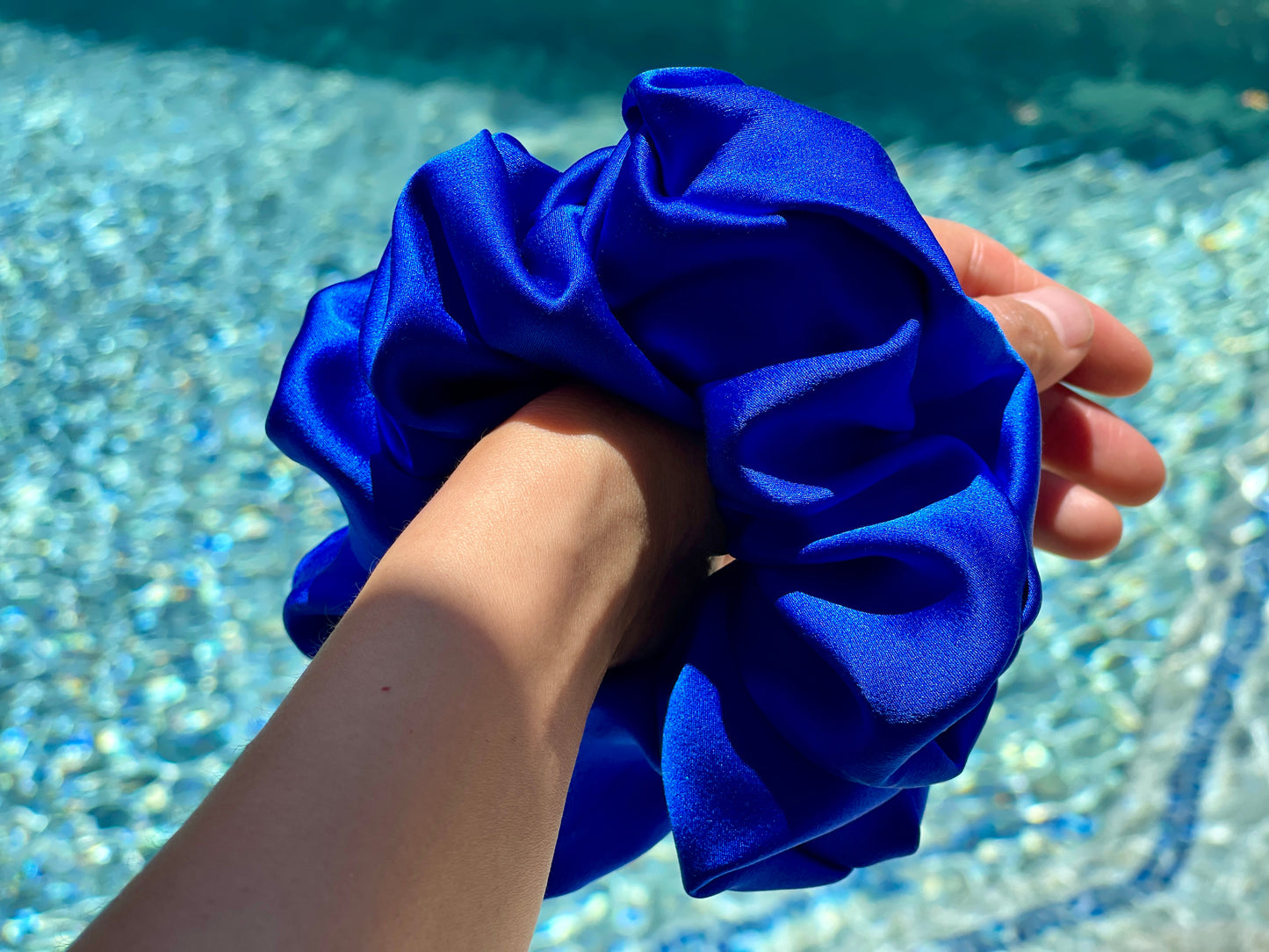 Royal Blue Hair Tie 30 momme silk Soft Satin Scrunchies Elastic Hair Tie Scrunchies Oversized Scrunchies Jumbo Large Skinny Mini Pure Silk