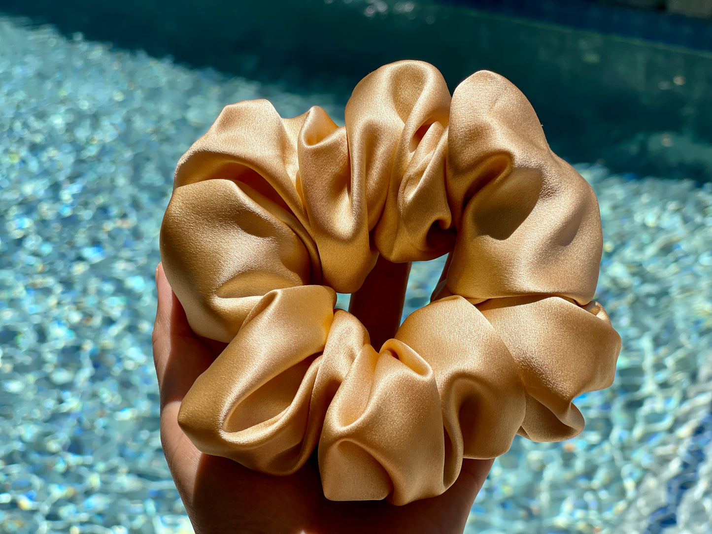 Champagne 30 Momme 6A Grade 100% Pure Mulberry Silk Satin Scrunchies XL Giant Jumbo Regular Skinny Ultra Thin Mini Hair Tie Gift For her