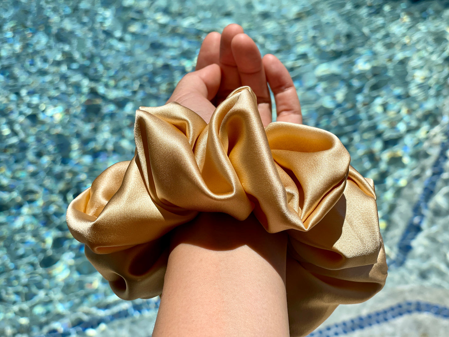 Champagne 30 Momme 6A Grade 100% Pure Mulberry Silk Satin Scrunchies XL Giant Jumbo Regular Skinny Ultra Thin Mini Hair Tie Gift For her