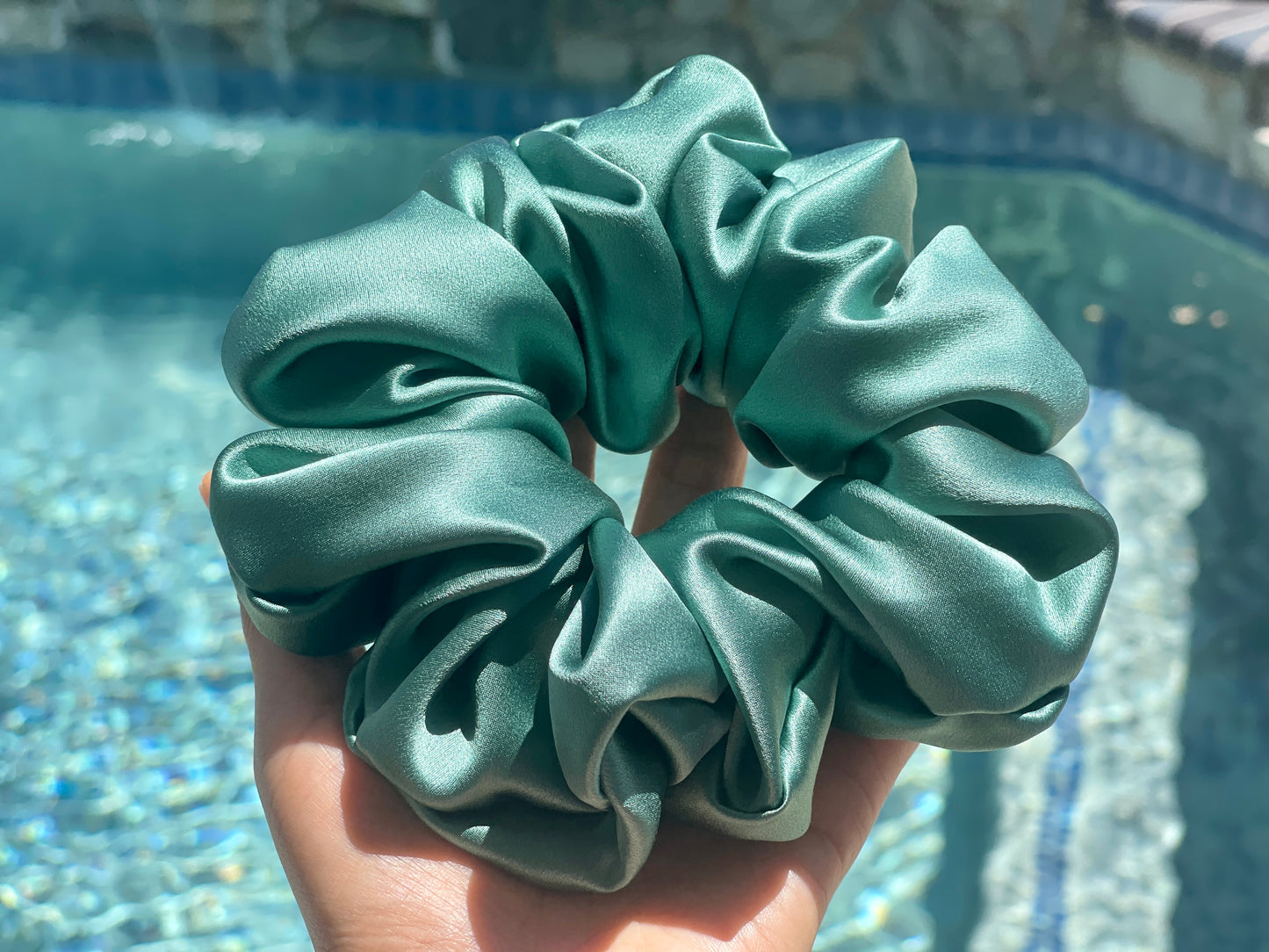 Fern Green Hair Tie 30 momme silk Soft Satin Scrunchies Elastic Hair Tie Scrunchies Oversized Scrunchies Jumbo Large Skinny Mini Gift