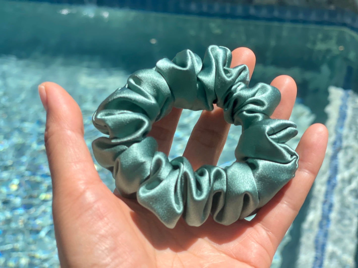 Fern Green Hair Tie 30 momme silk Soft Satin Scrunchies Elastic Hair Tie Scrunchies Oversized Scrunchies Jumbo Large Skinny Mini Gift