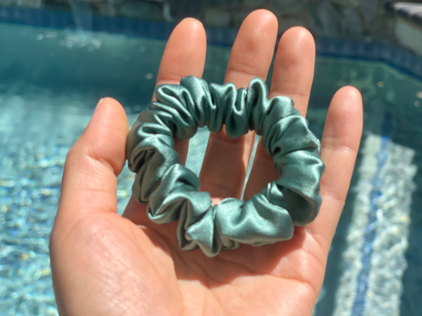 Fern Green Hair Tie 30 momme silk Soft Satin Scrunchies Elastic Hair Tie Scrunchies Oversized Scrunchies Jumbo Large Skinny Mini Gift