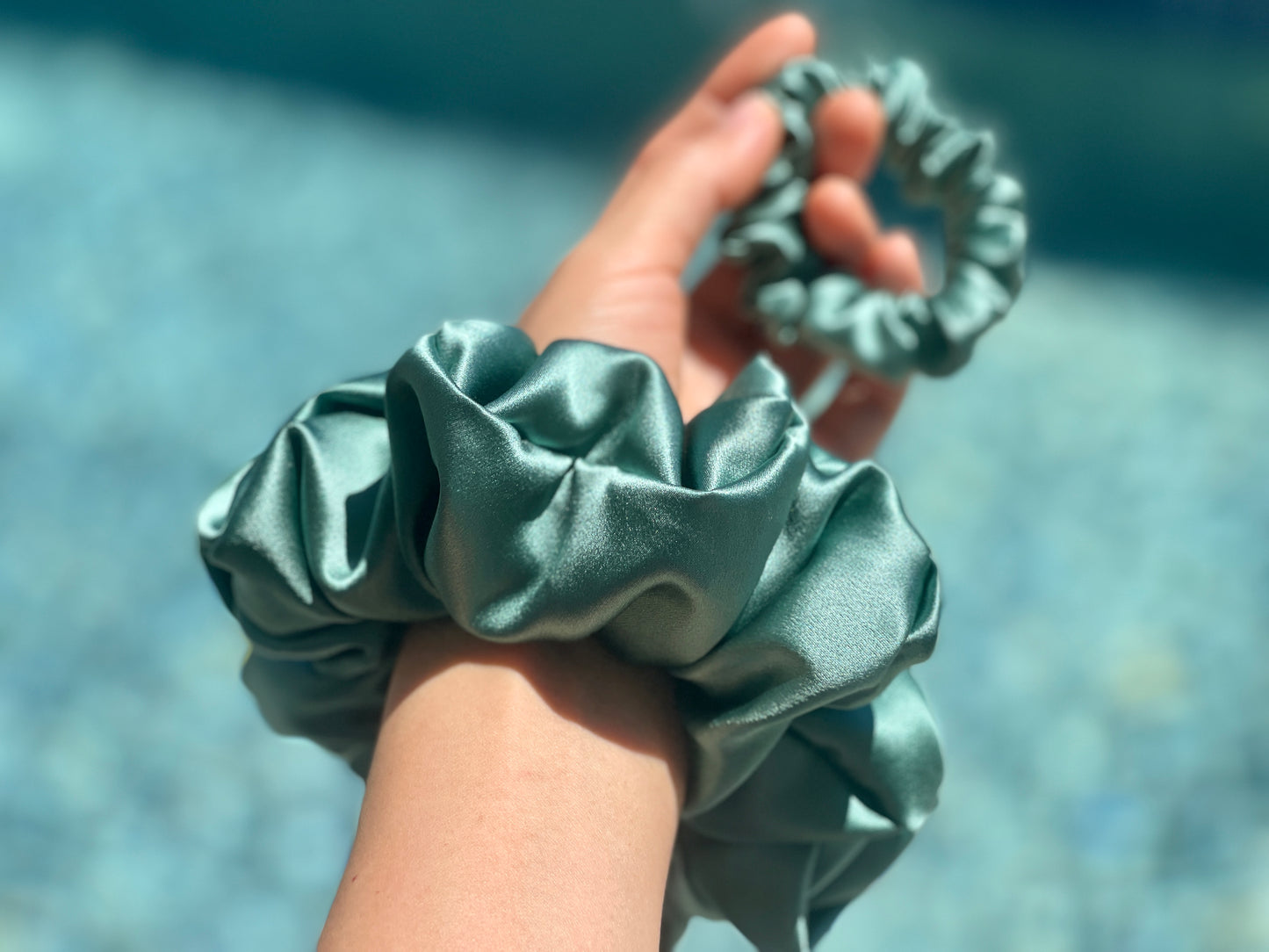 Fern Green Hair Tie 30 momme silk Soft Satin Scrunchies Elastic Hair Tie Scrunchies Oversized Scrunchies Jumbo Large Skinny Mini Gift