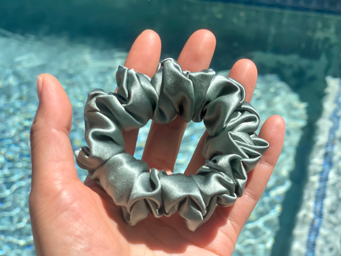 Sage Green 30 Momme 100% Pure Mulberry Silk Satin Scrunchies XL Giant Jumbo Regular Skinny Ultra Thin Mini Hair Scrunchies for bridesmaids