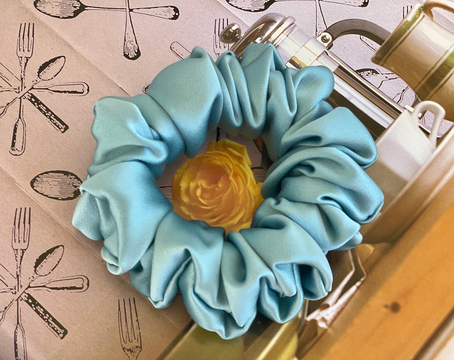 Blue Grey 30 Momme 6A Grade 100% Pure Mulberry Silk Satin Scrunchies XL Giant Jumbo Regular Skinny Ultra Thin Mini Hair Tie Gift For her