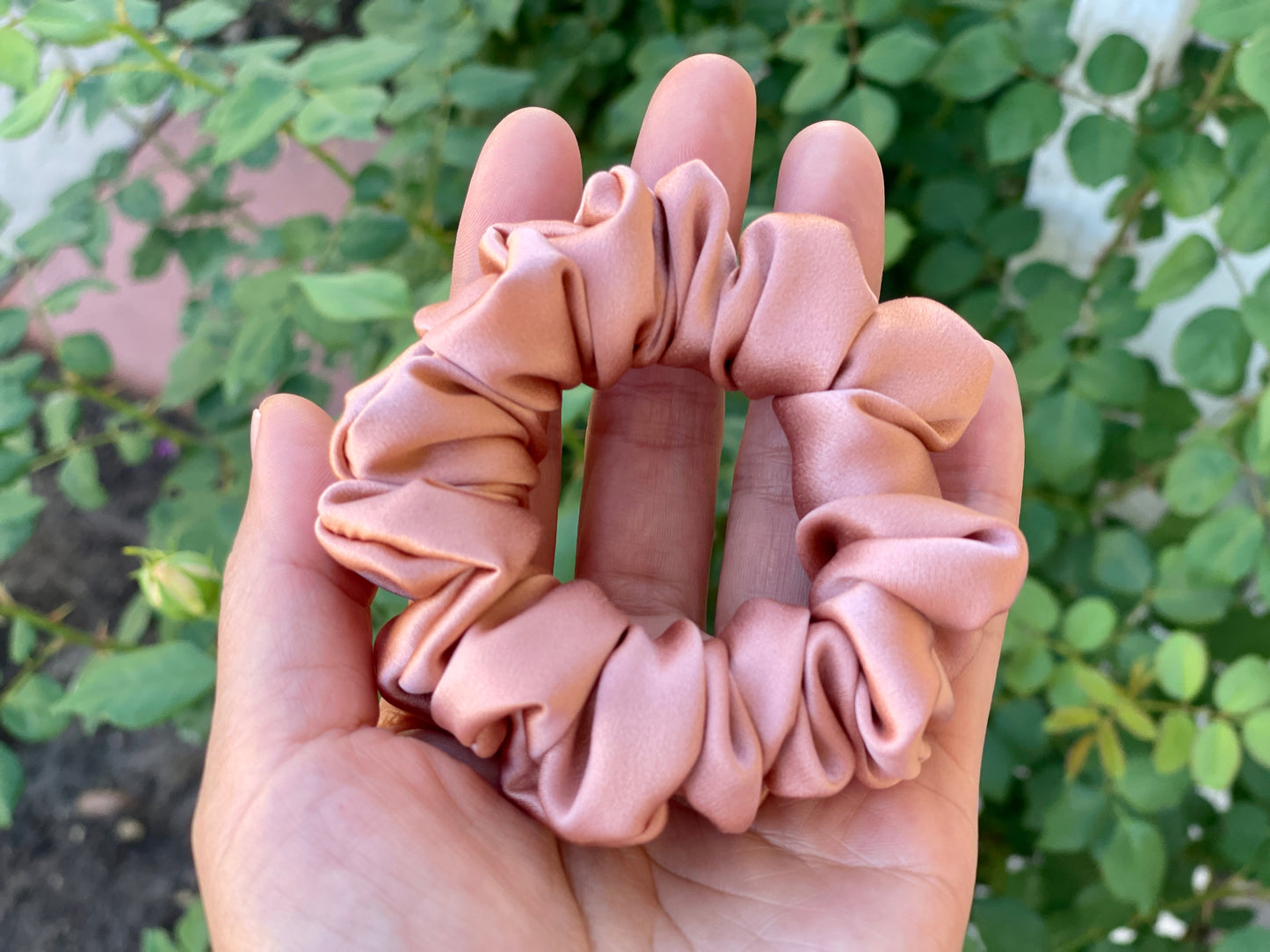 Rose Gold 30 Momme 6A Grade 100% Pure Mulberry Silk Satin Scrunchies XL Giant Jumbo Regular Skinny Ultra Thin Mini Hair Tie Gift For her