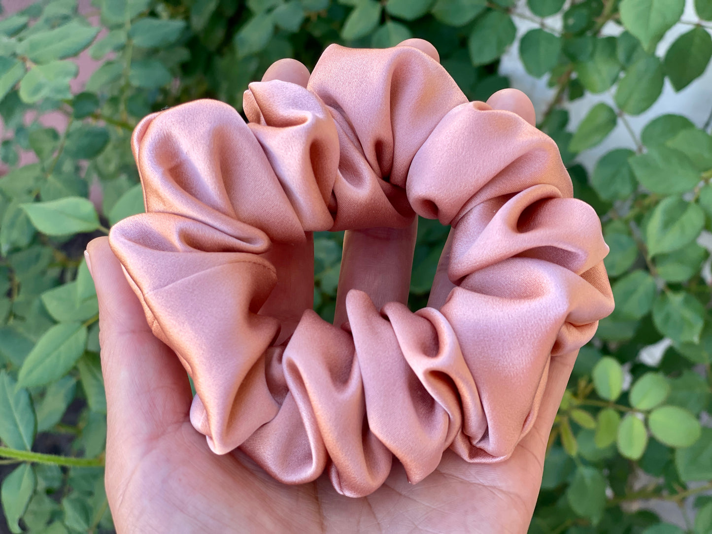 Rose Gold 30 Momme 6A Grade 100% Pure Mulberry Silk Satin Scrunchies XL Giant Jumbo Regular Skinny Ultra Thin Mini Hair Tie Gift For her