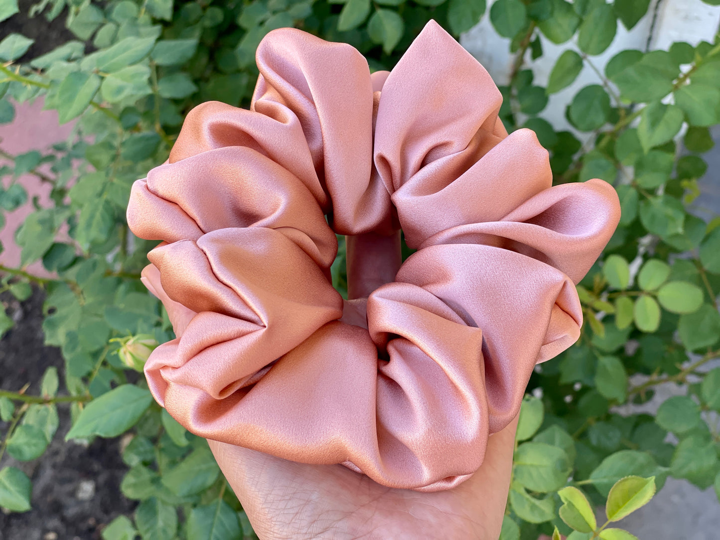 Rose Gold 30 Momme 6A Grade 100% Pure Mulberry Silk Satin Scrunchies XL Giant Jumbo Regular Skinny Ultra Thin Mini Hair Tie Gift For her