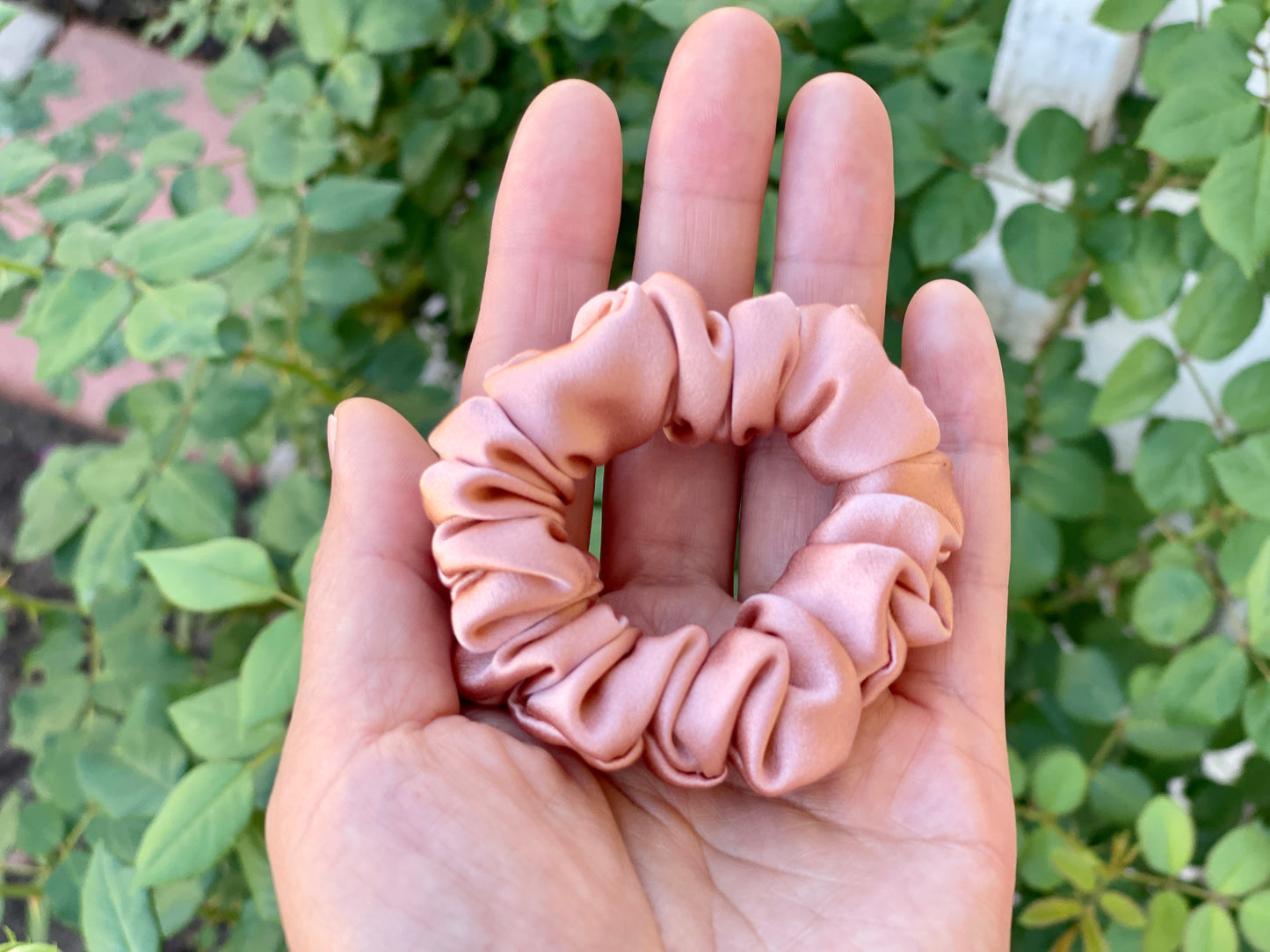 Rose Gold 30 Momme 6A Grade 100% Pure Mulberry Silk Satin Scrunchies XL Giant Jumbo Regular Skinny Ultra Thin Mini Hair Tie Gift For her