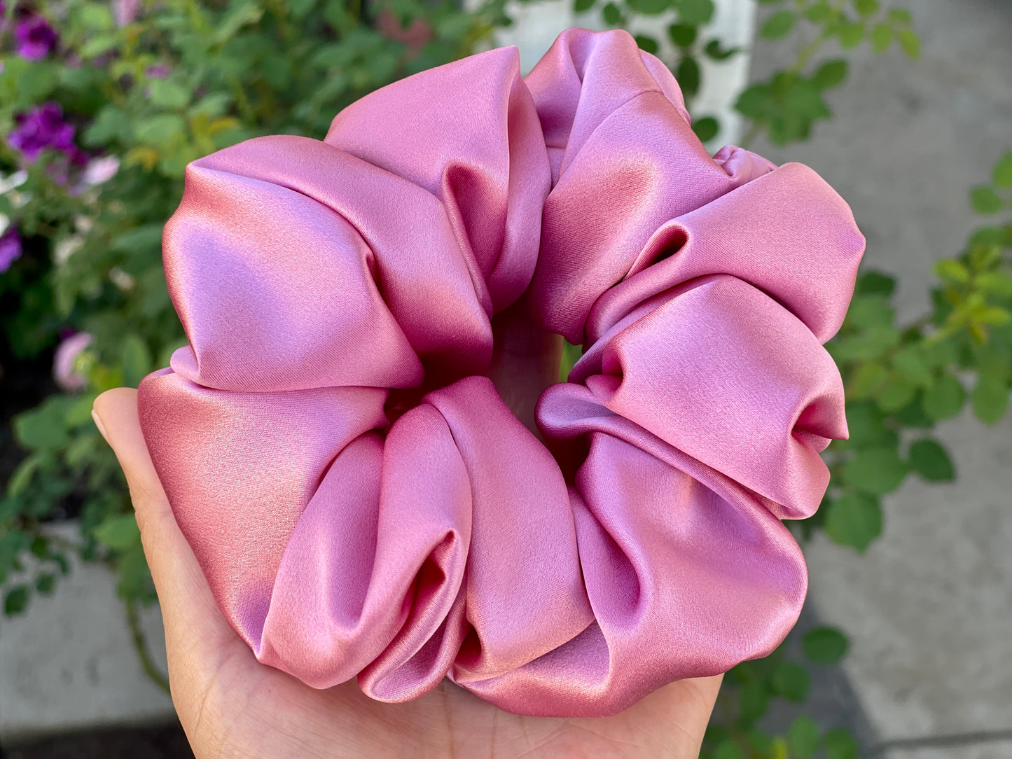 Taffy Pink Hair Tie 30 momme silk Soft Satin Scrunchies Elastic Hair Tie Scrunchies Oversized Scrunchies Jumbo Large Skinny Mini Pure Silk