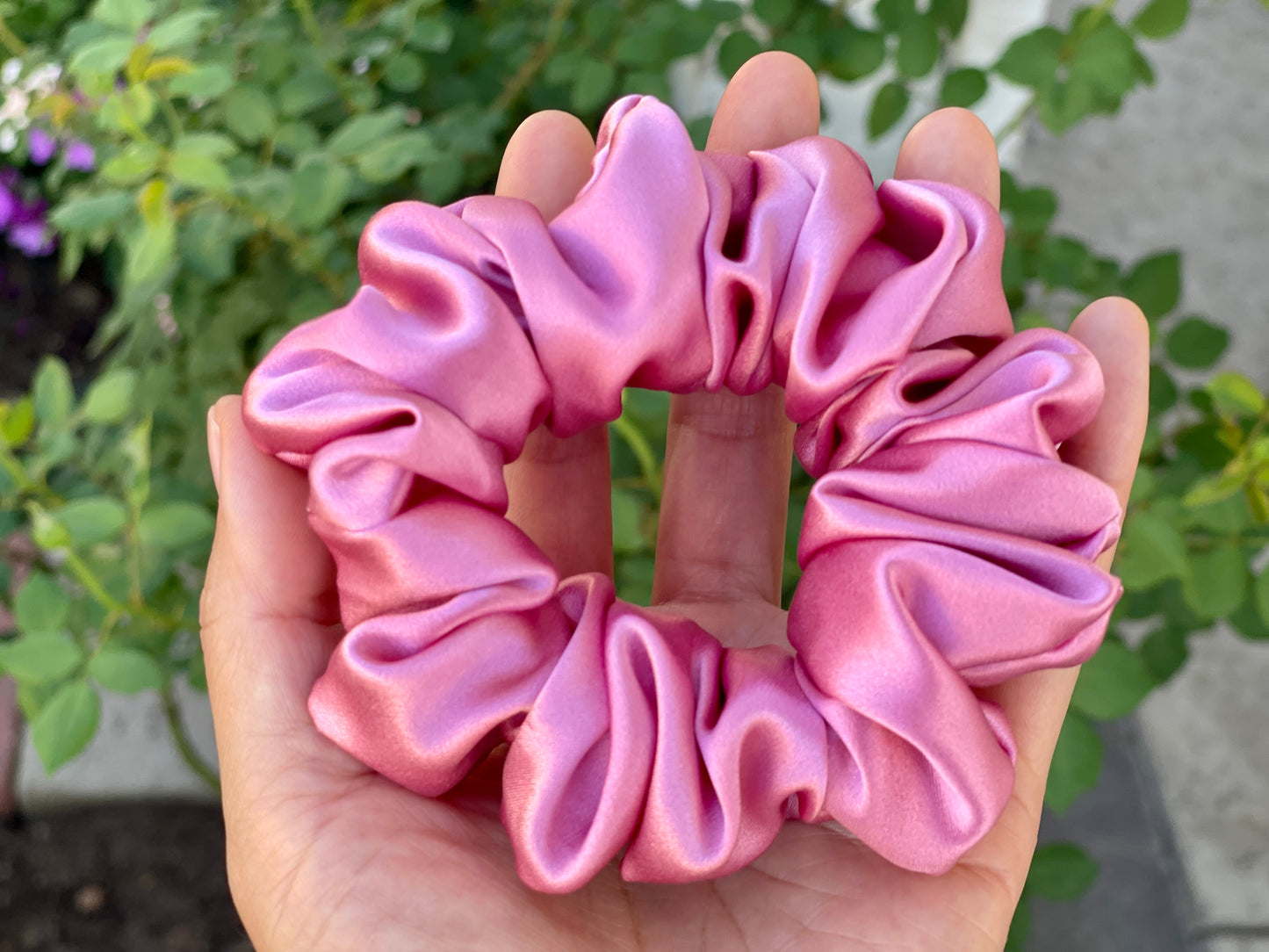 Taffy Pink Hair Tie 30 momme silk Soft Satin Scrunchies Elastic Hair Tie Scrunchies Oversized Scrunchies Jumbo Large Skinny Mini Pure Silk