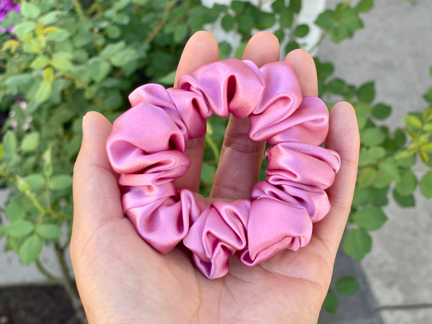 Taffy Pink Hair Tie 30 momme silk Soft Satin Scrunchies Elastic Hair Tie Scrunchies Oversized Scrunchies Jumbo Large Skinny Mini Pure Silk