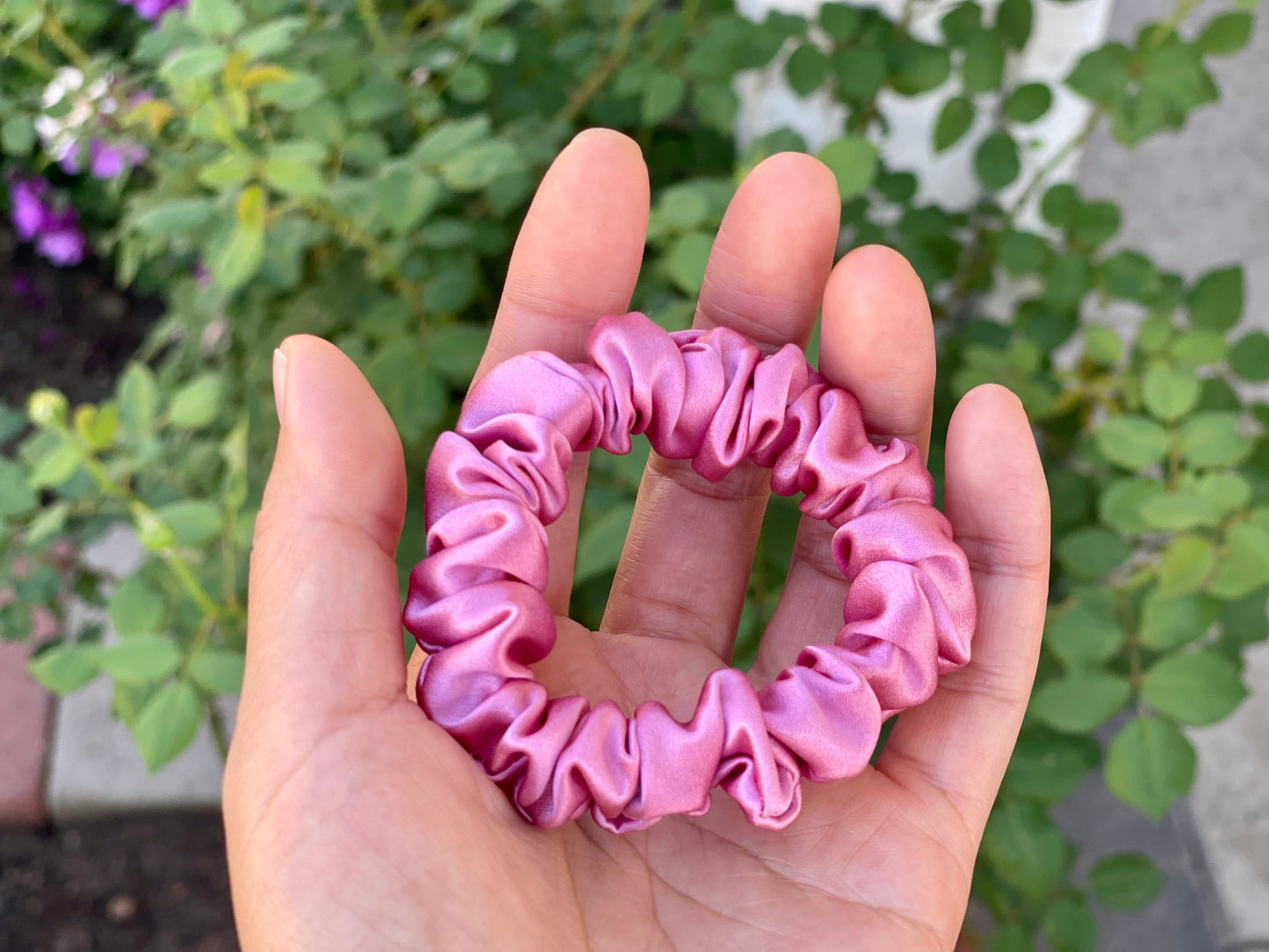 Taffy Pink Hair Tie 30 momme silk Soft Satin Scrunchies Elastic Hair Tie Scrunchies Oversized Scrunchies Jumbo Large Skinny Mini Pure Silk