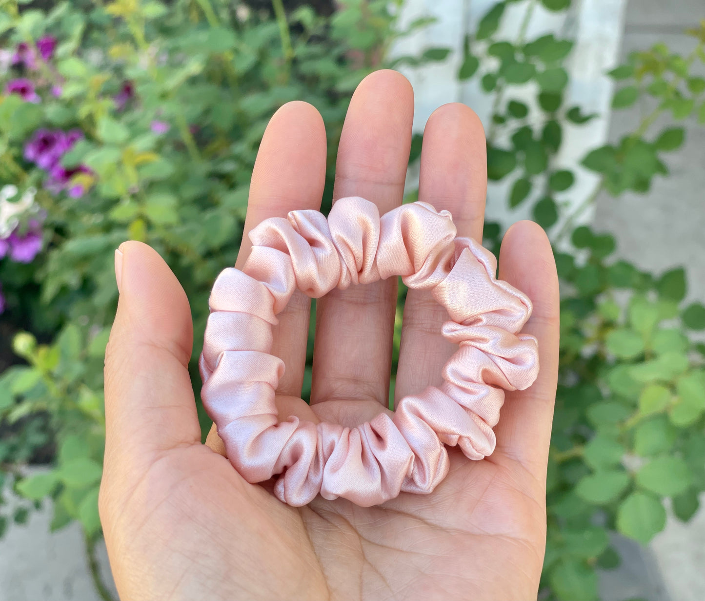 Pink Blush 30 Momme 6A Grade Pure Mulberry Silk Satin Scrunchies XL Oversized Jumbo Regular Skinny Thick Thin Mini Chic Hair Tie Romantic