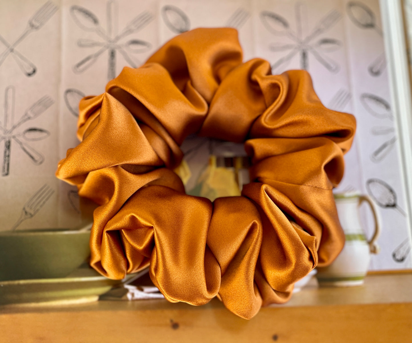 Copper 30 Momme 100% Pure Mulberry Silk Satin Scrunchies XL Giant Jumbo Regular Skinny Ultra Thin Mini Hair Tie Gift For Wedding Hair Tie