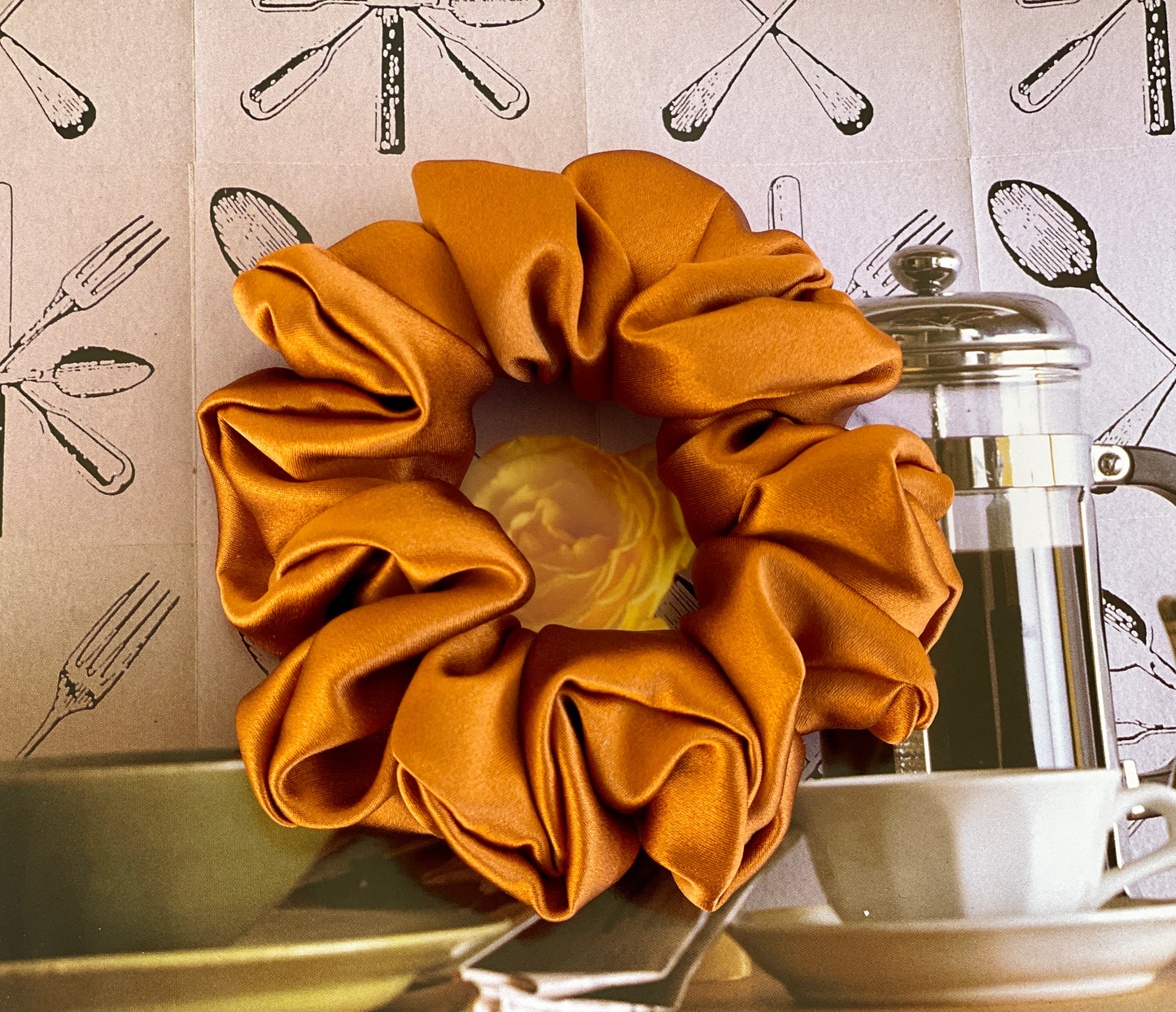 Copper 30 Momme 100% Pure Mulberry Silk Satin Scrunchies XL Giant Jumbo Regular Skinny Ultra Thin Mini Hair Tie Gift For Wedding Hair Tie