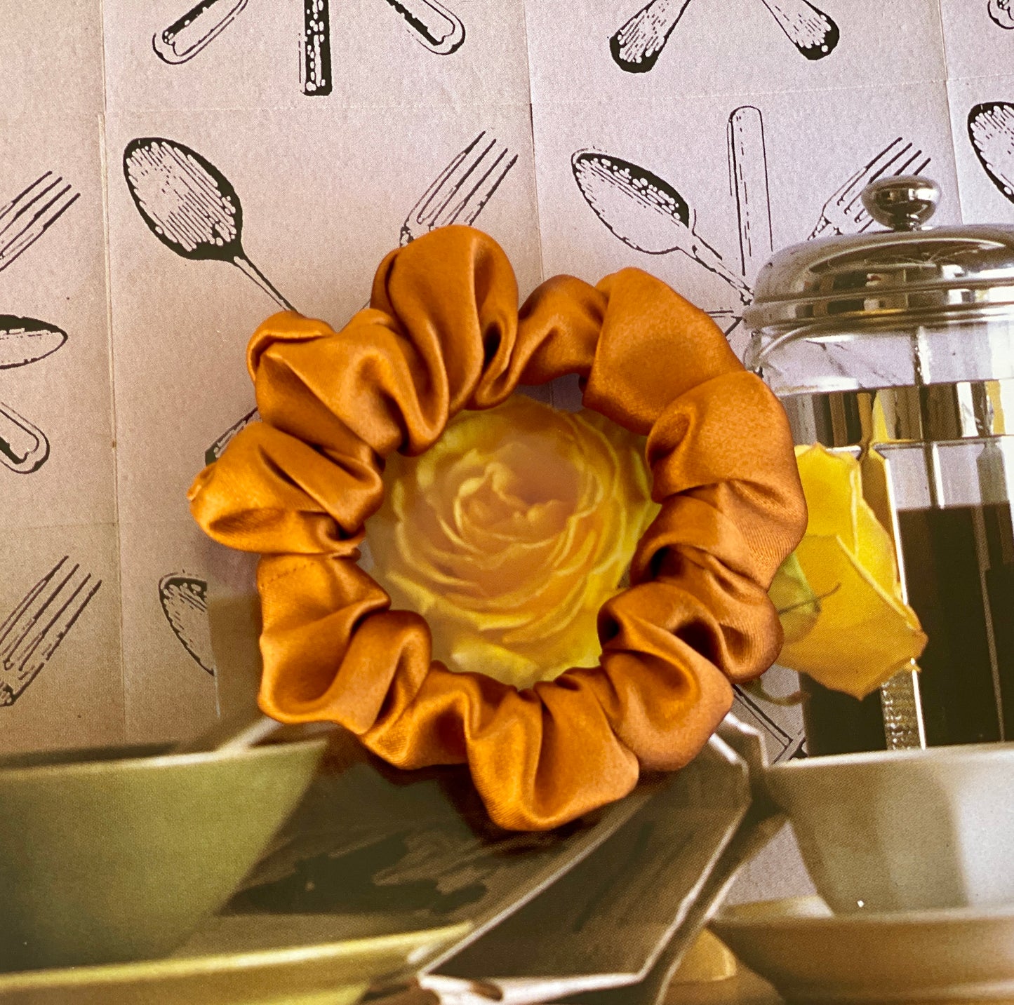 Copper 30 Momme 100% Pure Mulberry Silk Satin Scrunchies XL Giant Jumbo Regular Skinny Ultra Thin Mini Hair Tie Gift For Wedding Hair Tie