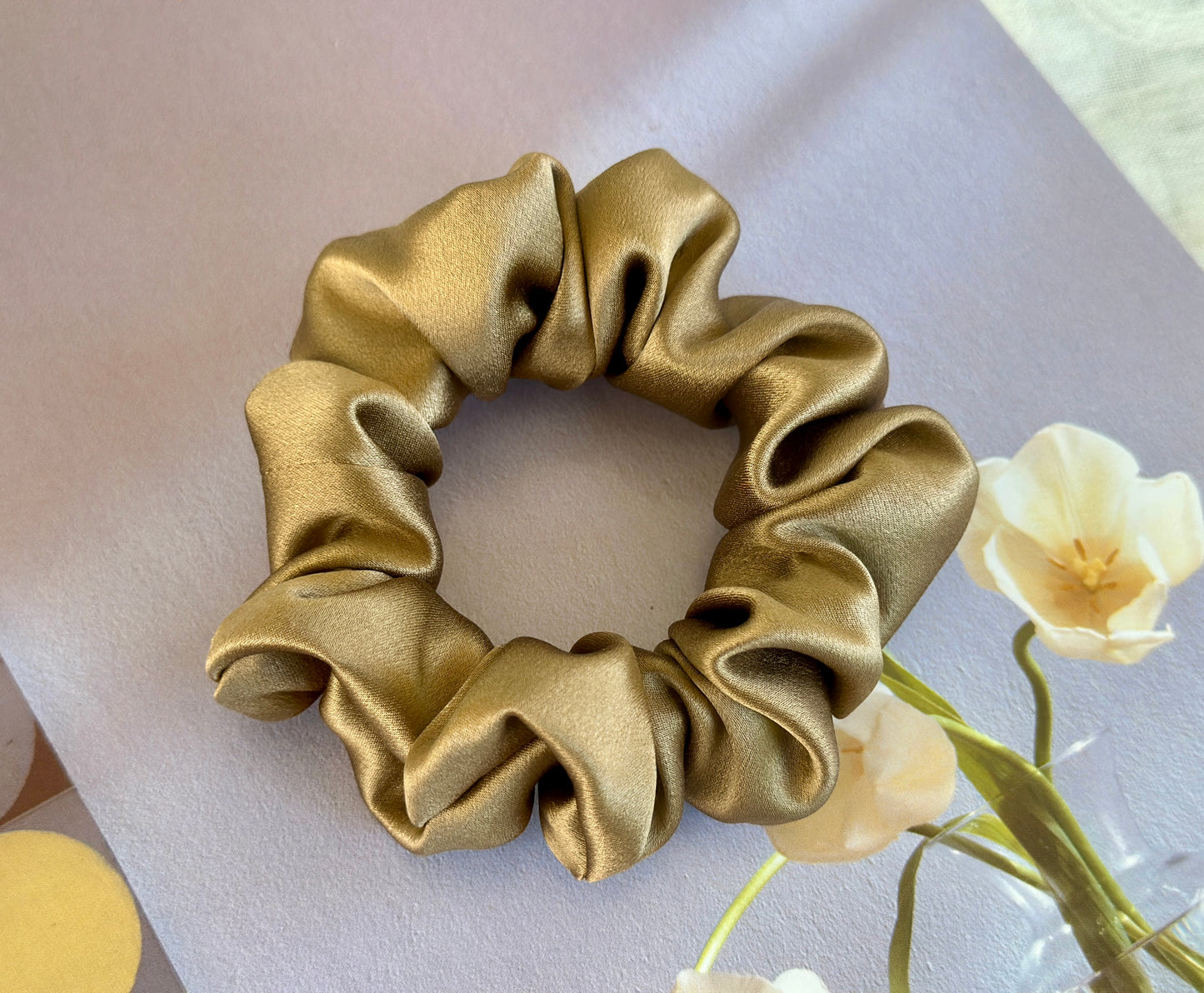 Camel Brown 30 Momme 100% Pure Mulberry Silk Satin Scrunchies Giant Jumbo Regular Skinny Ultra Thin Mini Hair Scrunchies for bridesmaids